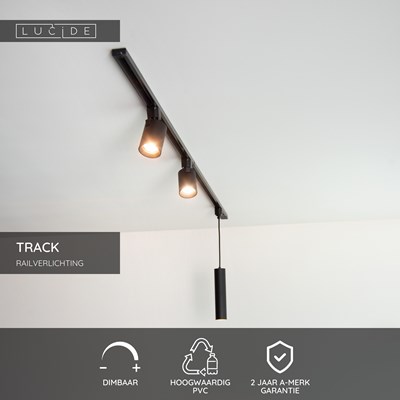 Lucide TRACK L-koppelstuk - 1-fase Railsysteem / Railverlichting - Links - Zwart (Uitbreiding)